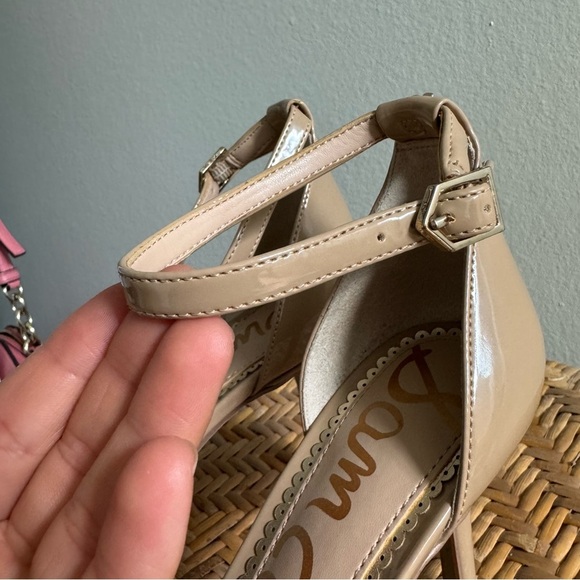 Sam Edelman Patti Ankle Strap Sandal Nude Soft Beige Patent Size 7 - Picture 13 of 16